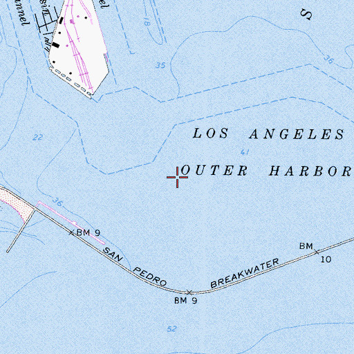 Topographic Map of Los Angeles Harbor, CA