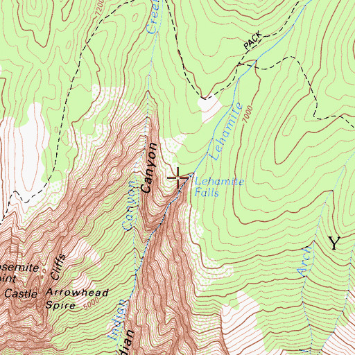 Topographic Map of Lehamite Falls, CA