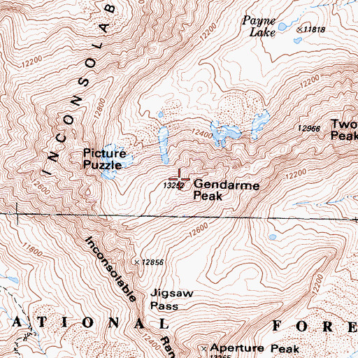 Topographic Map of Gendarme Peak, CA