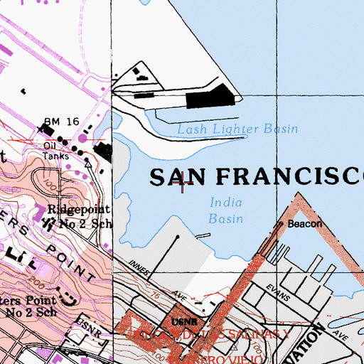 Topographic Map of India Basin, CA