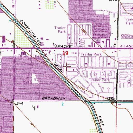 Topographic Map of Windsor Mobile Home Park, AZ