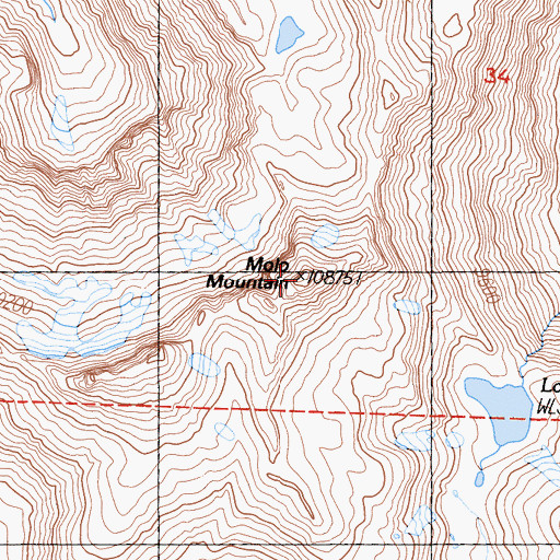Topographic Map of Molo Mountain, CA
