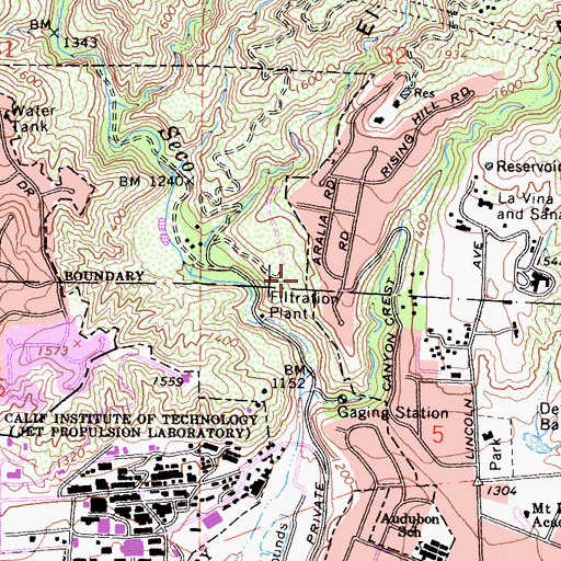 Topographic Map of Las Casetas (historical), CA