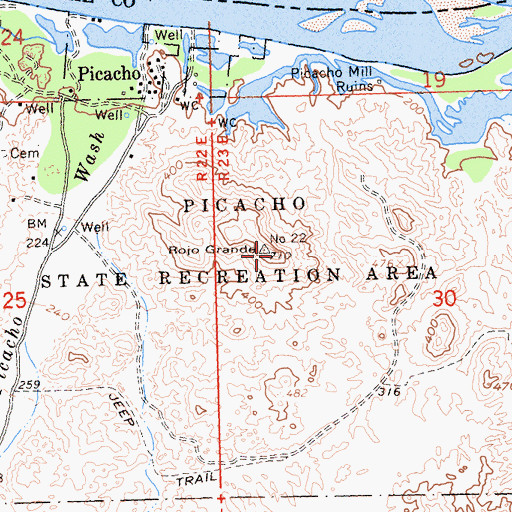 Topographic Map of Rojo Grande, CA