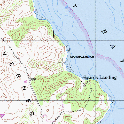 Topographic Map of Marshall Beach, CA