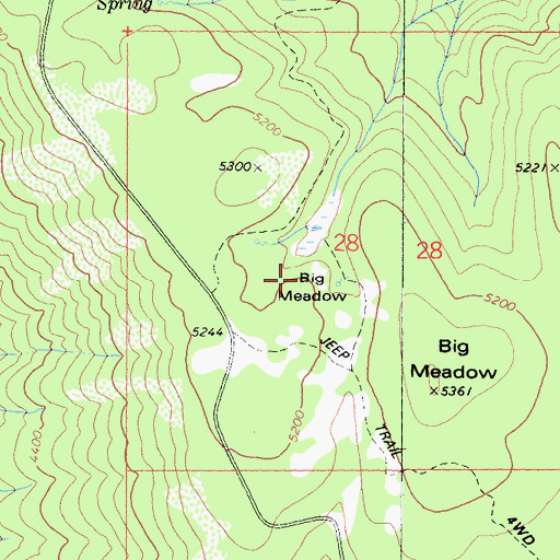Topographic Map of Big Meadows Springs, CA