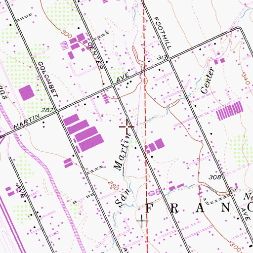 Topographic Map of Center Creek, CA