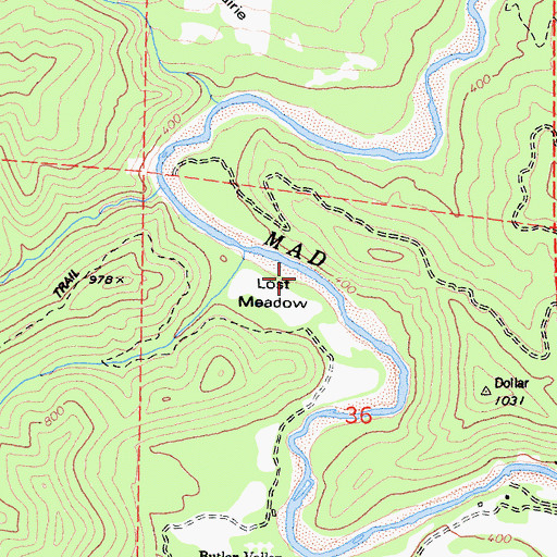 Topographic Map of Blue Lake, CA