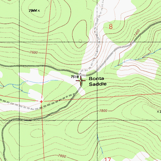 Topographic Map of Bonta Saddle, CA