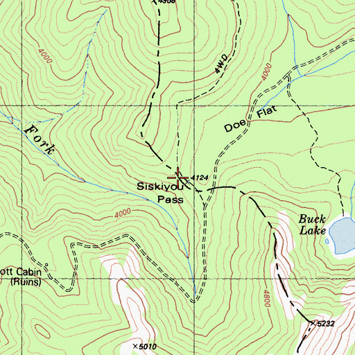 Topographic Map of Siskiyou Pass, CA