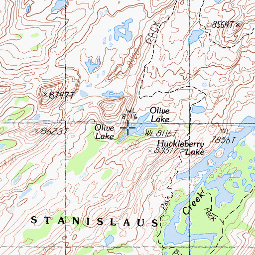 Topographic Map of Olive Lake, CA