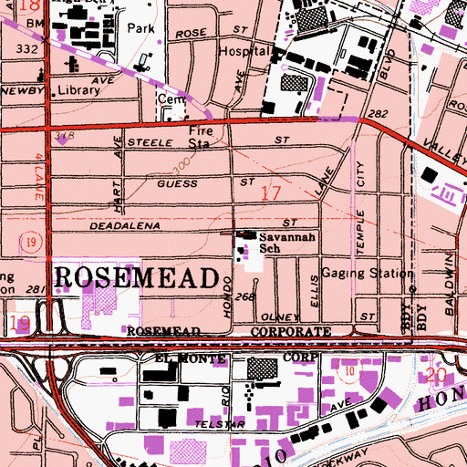 Topographic Map of Savannah (historical), CA