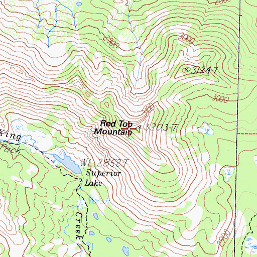 Topographic Map of Red Top Mountain, CA