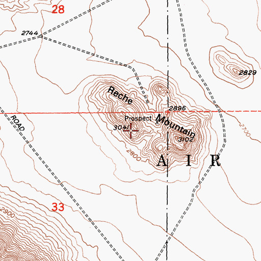 Topographic Map of Reche Mountain, CA
