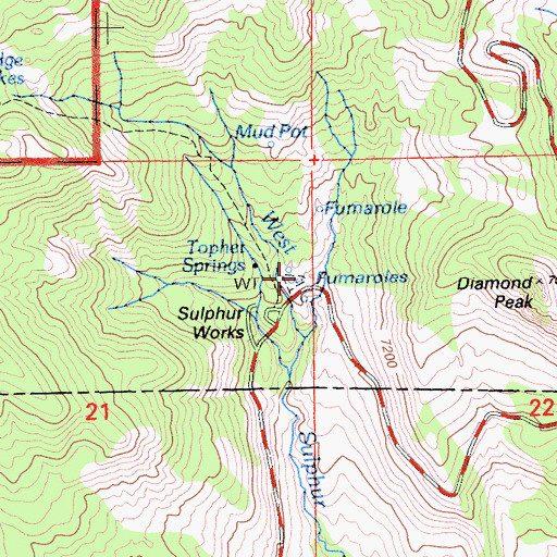 Topographic Map of Tophet Springs, CA