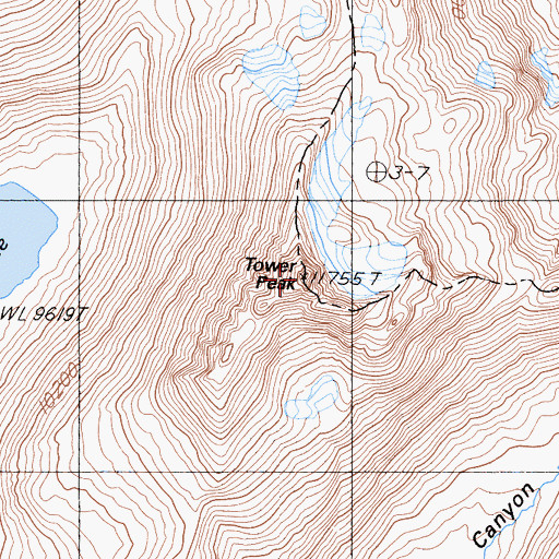 Topographic Map of Tower Peak, CA