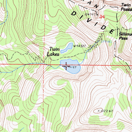 Topographic Map of Twin Lakes, CA