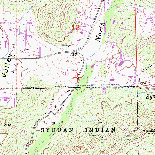 Topographic Map of Sycuan Creek, CA