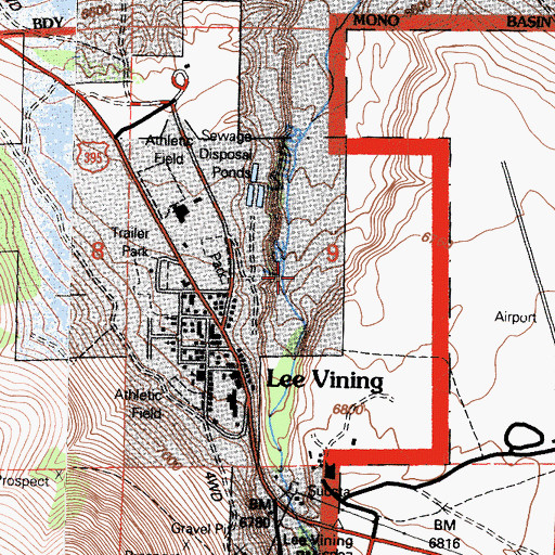 Topographic Map of Lee Vining Canyon, CA