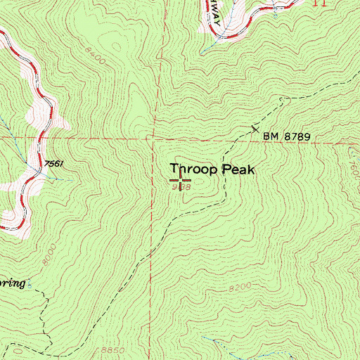 Topographic Map of Throop Peak, CA
