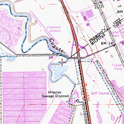 Topographic Map of Lower Penitencia Creek, CA