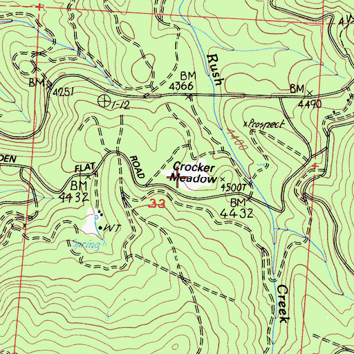 Topographic Map of Crocker Meadow, CA