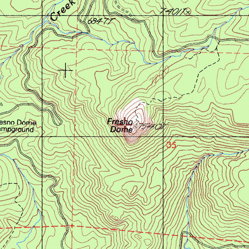 Topographic Map of Fresno Dome, CA