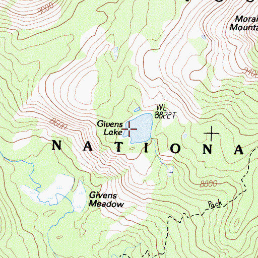 Topographic Map of Givens Lake, CA