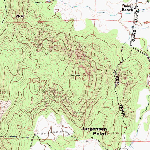 Topographic Map of Baker Mountain, CA