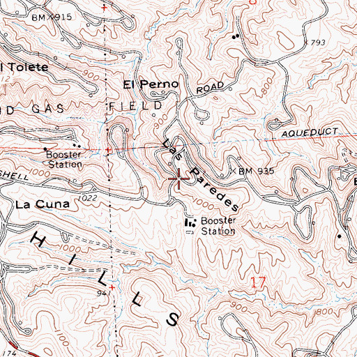 Topographic Map of Las Paredes, CA