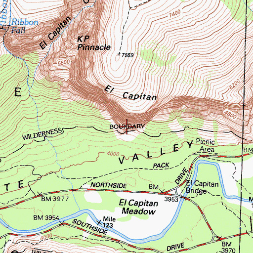 Topographic Map of El Capitan Moraine, CA