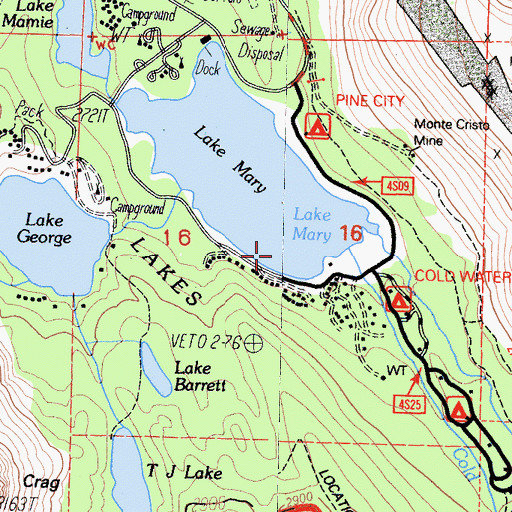 Topographic Map of Lake Mary, CA
