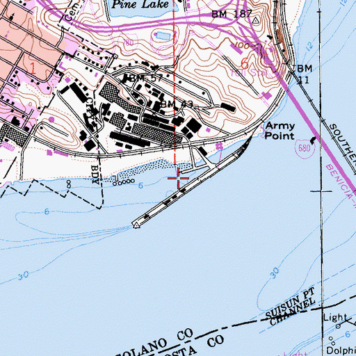 Topographic Map of Port of Benicia, CA