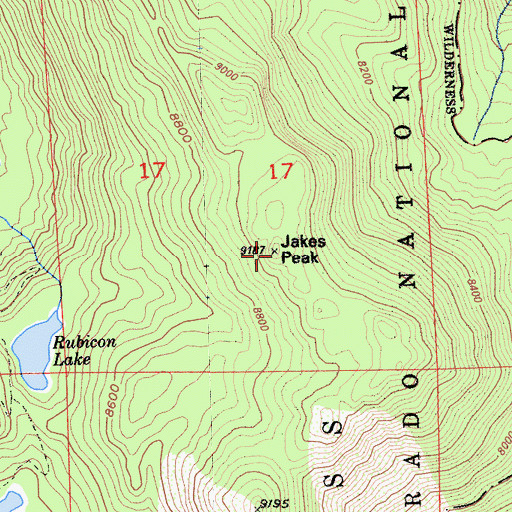 Topographic Map of Jakes Peak, CA