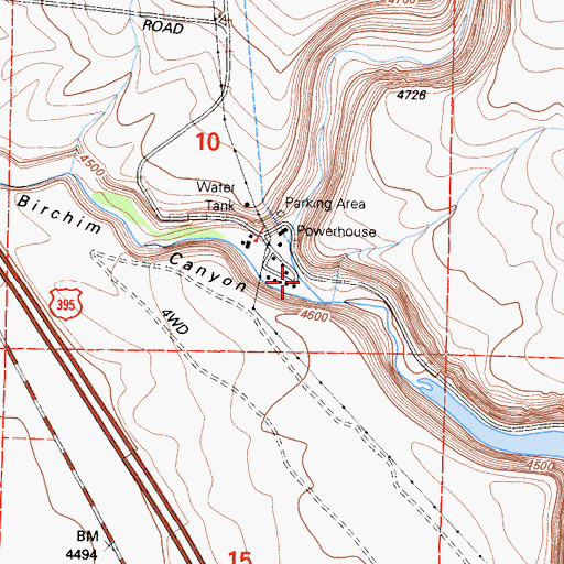 Topographic Map of Lower Rock Creek, CA
