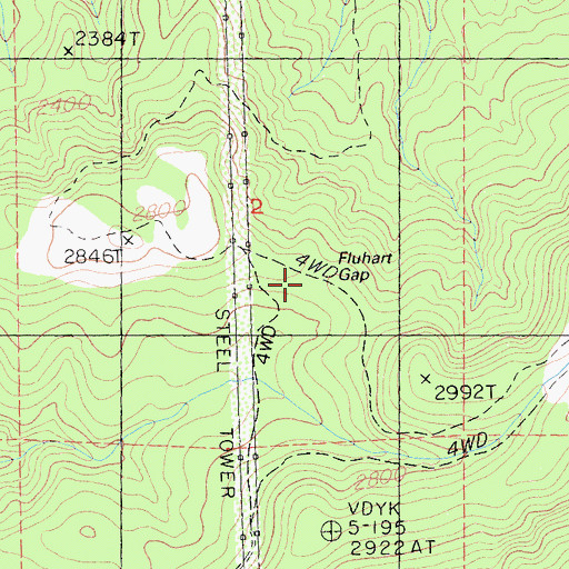 Topographic Map of Fluhart Gap, CA
