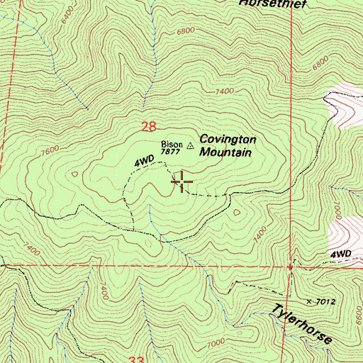 Topographic Map of Covington Mountain, CA