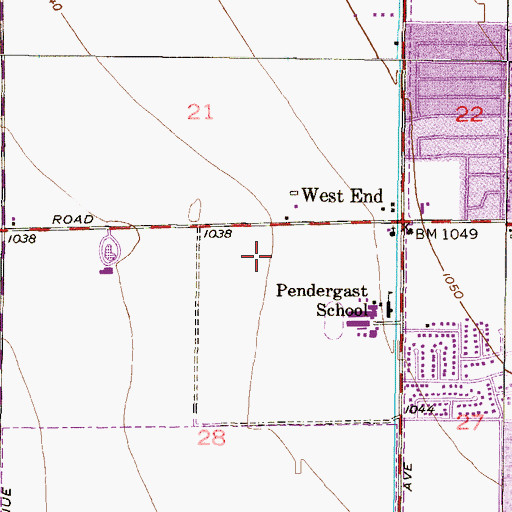 Topographic Map of Young America West, AZ