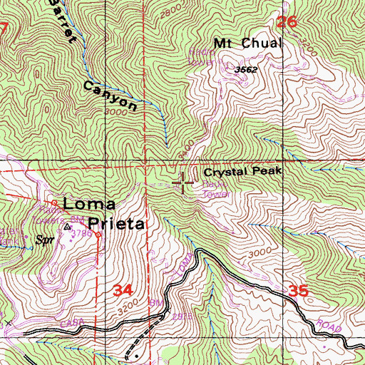 Topographic Map of Crystal Peak, CA