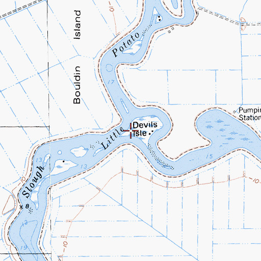 Topographic Map of Devils Isle, CA
