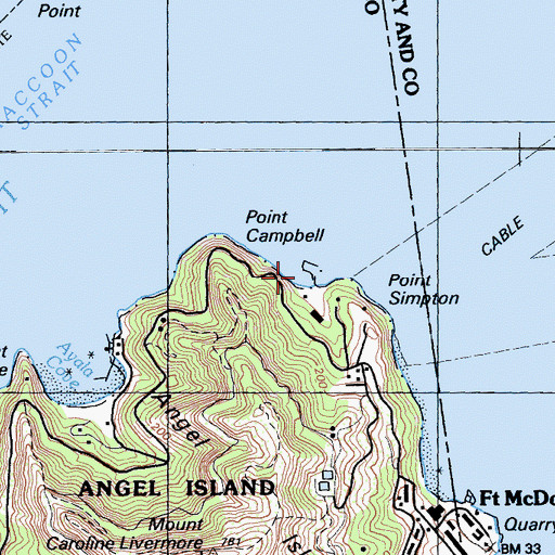 Topographic Map of Winslow Cove, CA