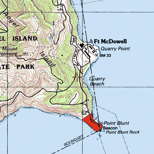 Topographic Map of Quarry Beach, CA