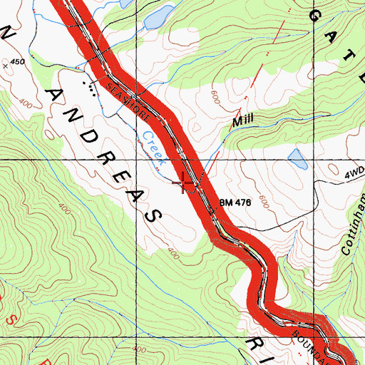 Topographic Map of Mill Gulch, CA