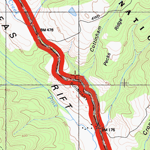 Topographic Map of Cottinham Gulch, CA