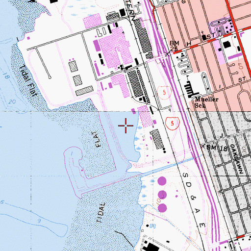 Topographic Map of Chula Vista Harbor, CA