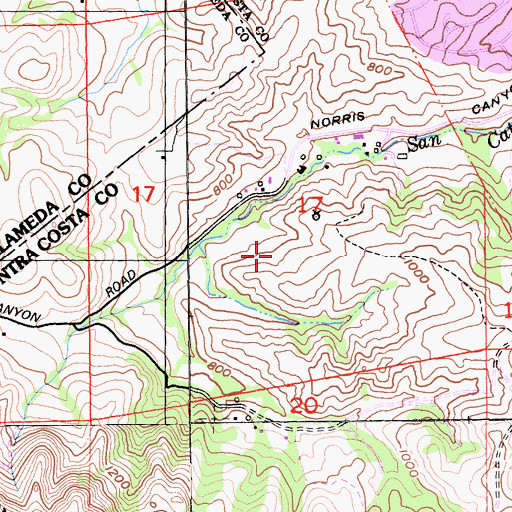 Topographic Map of Bollinger Canyon, CA