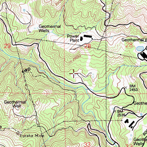 Topographic Map of The Geysers, CA