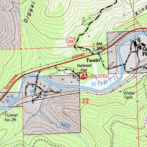 Topographic Map of Hallsted Flat, CA