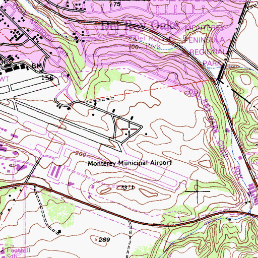 Topographic Map of Monterey Regional Airport, CA