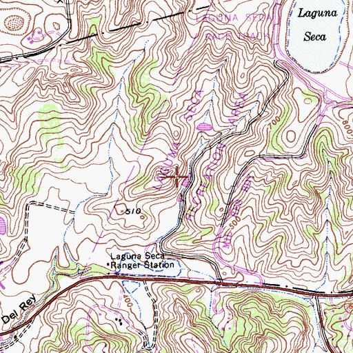 Topographic Map of Leguna Seca Recreational Area, CA